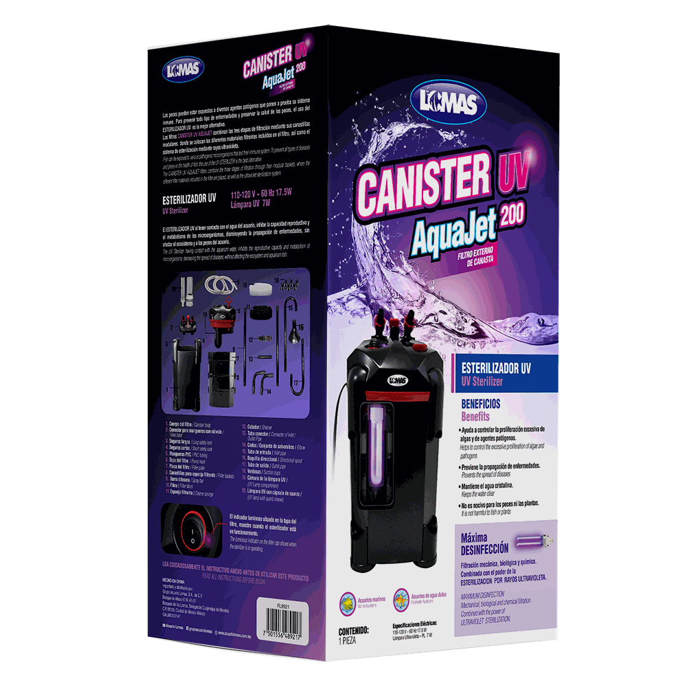FILTRO EXTERNO DE CANASTA C/UV AQUAJET 200L